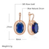 Oval Blue Zircon Drop Earrings for Women Rose Gold Color Ethnic Bridal Daily Jewelry - Image 2