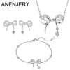 Zircon Bow Bowknot Necklaces Earrings Bracelets Jewelry Set for Women Unique Party Jewelry Sweet Female Gifts - Image 1