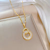 Classic Gold Color Stainless Steel Necklace For Women Shiny Zircon Geometric Heart Pendant Necklaces Jewelry Gift - Image 4