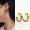 Punk Two Colors Stainless Steel Round Ring Huggies Earrings for Women Gold Plated Circle Hoop Ear Buckles Classic Jewelry - Image 2