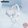 Silver Moonstone Open Rings for Women Lovely Moon Cat Adjustable Cocktail Ring Party Jewelries Gift - Image 3