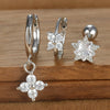3PCS Silver Color Stainless Steel Crown Hoop Earring Set for Women Four Flower Zircon Cartilage Piercing Earring Jewelry - Image 23