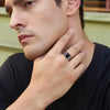 Vintage Black Onyx Silver Rings Retro Silver Oval Black Rings Tiger Eye's Jewelry Tail Rings For Men - Image 2