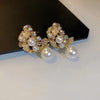 Pearl Vintage Geometric Simple Micro Inlaid Hollow Flower Women Dangle Earrings Sweet Elegant Lady Jewelry - Image 4