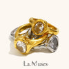 La. Muses Shiny Round Zircon Irregular Stainless Steel Women's Ring Pvd Gold Plated Jewelry Accessories - Image 1