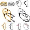 Selling Silver, Heart-Shaped, Pink Bow Ring, Size 6 7 8 9 European Women's Charm Jewelry Gifts - Image 1