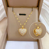 Classic Gold Color Stainless Steel Necklace For Women Shiny Zircon Geometric Heart Pendant Necklaces Jewelry Gift - Image 7