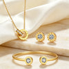 Interlocking Hoop Jewelry Kit Ladies, Rose Gold Tone Steel CZ Stone Necklace Earrings Bracelet Set Casual Daily Wear - Image 5