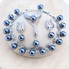 Silver Jewelry Sets Bridal Black Pearls White CZ Ring Bracelets Earrings Pendants Necklace Set Women Wedding Jewelry - Image 9
