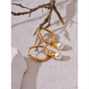 Removable Stainless Steel Geometric Imitation Pearls Drop Hoop Earrings Gold Color Elegant Daily Jewelry for Women - Image 4