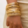 10pcs/set Metal Bangles Set For Women Heavy Punk Styles Hiphop Textured Bracelets Jewelry Accessories - Image 1