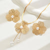 2pcs Set Personality Gold Color Stereo Flower Inlay Pearl Necklace Earrings Set for Women Wedding Paty Charm Jewelry Gift - Image 6
