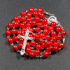 Faux Pearl Rosary-Style Necklace with Cross Pendant - Image 11