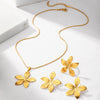Stainless Steel Simple Exaggerated Large Flowers Pendant Necklace Ring Earrings Jewelry Set Female Creative Gift - Image 9