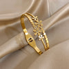 316L Stainless Steel Inlaid Zircon Star Twisted Flower Cuff Bracelet Bangle For Women Men Stackable Charm Jewelry - Image 11
