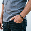Black Stone Bead Bracelet with 6 mm 8 mm 10 mm or 12 mm Beads - Image 2