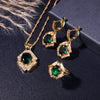 Golden Plated Copper Jewelry Set with zirconia Elegant Bracelet Pendant Necklace, Earrings Christmas gifts - Image 2