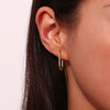 Dual Color Long O-ring Hoop Earrings 316L Stainless Steel Women's Earrings Gold Plated Jewelry - Image 4