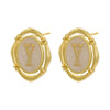 Enamel A-Z 26 Initial Letter Stud Earrings for Women Vintage Gold Plated Hollow Alphabet Oval Earrings Charm Jewelry - Image 28
