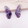 Fairy Gradient Blue Color Resin Butterfly Wings Drop Dangle Earrings for Women Girls Rhinestone Glitter Pendant Earring - Image 2