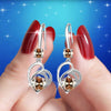 Cute Female Blue Love Heart Dangle Earrings Classic Silver Color Wedding Rainbow Crystal Round Stone Jewelry For Women - Image 5
