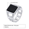 Punk Vintage Stainless Steel Signet Ring for Men Cuban Chain Shaped Finger Band Geometric Square Glass Stone Ring - Image 2