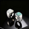 Punk Abalone Shell Stainless Steel Chunky Signet Ring for Men, Hip Hop Party Finger Jewelry Size7 8 9 10 11 12 - Image 1
