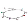 Colorful Bead and Flower Chain Anklet in Gold-Tone or Silver-Tone - Image 6