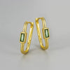 Vintage Green Square Zircon Ear Buckle Hoop Earrings For Women French Jewelry Gift Party женские - Image 2