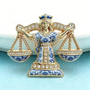 Libra Zodiac Sign Brooches For Women Unisex 2-color Rhinestone Beautiful Lady Office Party Brooch Pins Gifts - Image 4