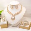 Liffly Dubai Jewelry Sets for Women Gold Color Zircon Necklace Earrings Bracelet Ring Wedding Bridal Party Accessories - Image 1