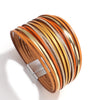 Simple Gold Silver Color Leather Bracelets For Women Boho Multilayer Strips Wide Wrap Bracelet Jewelry - Image 20