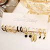 Simple 11 Pcs Black Heart Leaf Butterfly Earrings Set for Women Temperament Hoop Earring Holiday Wedding Jewelry Gift - Image 4