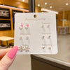 Pink Heart and Bow Stud Earrings Set with Pearl-Style Details - Image 18