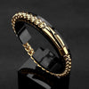 Locomotive Men Punk Rock Bicycle Chain Bracelet Gold Plated Stainless Steel Magnet Button Male Jewelry Gifts - Image 1