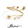 Stainless Steel Star Moon Sun Adjustable Open Arm Bangle Summer Large Summer Jewelry - Image 1