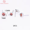 (2607) 4MM 6MM 7MM 8MM Gold Color Brass with Zircon Hooks Hole Round Stud Earrings Pins Jewellery Accessories Wholesales - Image 34