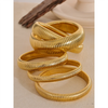 Stainless Steel Link Bangle with Rounded Profile in Gold-Tone or Silver-Tone - Image 3