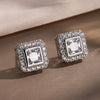 Sugar Cube Geometric Stud Earrings For Women Full Inlay Zircon Piercing Earring Engagement Wedding Jewelry - Image 24