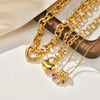 Charms Heart Pendant Necklace for Women, Golden Stainless Steel OT Toggle Necklace, Layered Necklace Stylish Valentine's Gift - Image 1