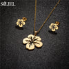 Stainless Steel Lily Flower Necklace Set with Matching Earrings and 45 cm Chain - Image 1