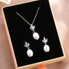Classic Leaf Marquis Zircon Oval Pearl Drop Earring&Necklaces for Women Elegant Charm Bridal Wedding Jewelry Sets - Image 4
