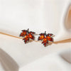 Red Rhinestone Zircon Maple Leaf Stud Earrings For Women Vintage Personality Crystal Earring Fall Winter Charm Jewelry - Image 1