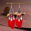 Bohemian Ethnic Feather Drop Earrings For Women Elegant Wood Beads Leaf Long Tassels Dangle Earring Girls Party Jewelry - Image 3