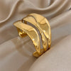 Irregular Gold Plated Stainless Steel Wide Bracelet Exaggerated Smooth Multilayer Geometric Cuff Bangles Jewelry - Image 1