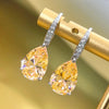 Simple and Elegant Square Cubic Zirconia Earrings Bling Yellow CZ Dangle Women Wedding Engagement Jewelry - Image 16