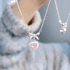 Crystal Zircon Bow Knot Heart Pendant Necklaces Y2K Pink Heart Ladies Girls Elegant Clavicle Chain Women Jewelry - Image 4