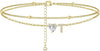 CZ Ankle Bracelets for Women Gold Plated CZ Initial Dainty Layered Heart Anklets Foot Chain Summer Beach Jewelry - Image 25