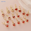 Gold Plated Sacred Heart Drop Earrings For Women Girls Red Cubic Zircon Earring Banquet Party Jewelry 1Pair - Image 1