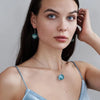 Round Glass Blue Sky and White Clouds Pattern Earrings Personality Silver Color Metal Hook Dangle Earrings - Image 5